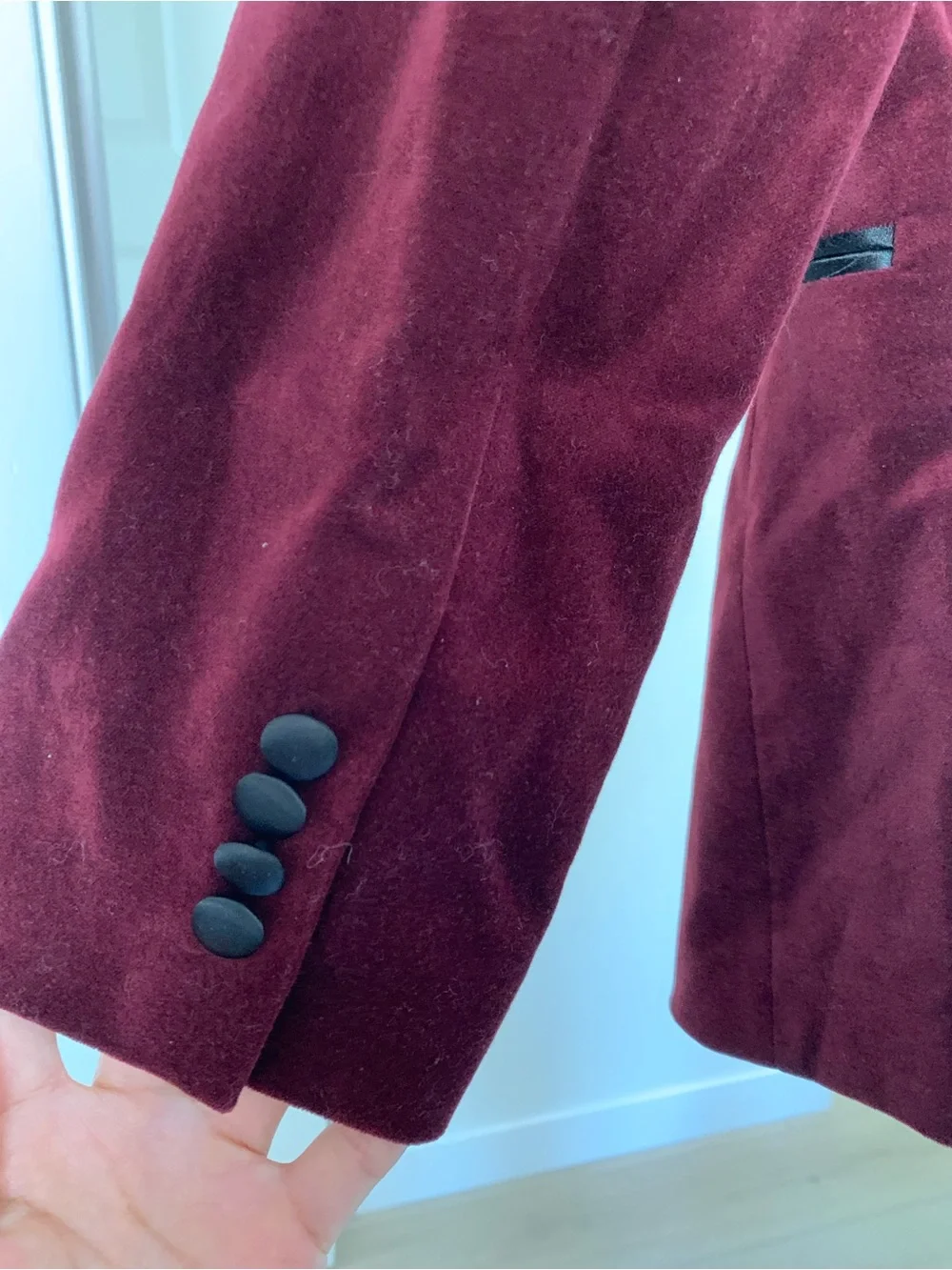 Burgundy Shawl Collar Single Button Velvet Suit Separate Sport Coat